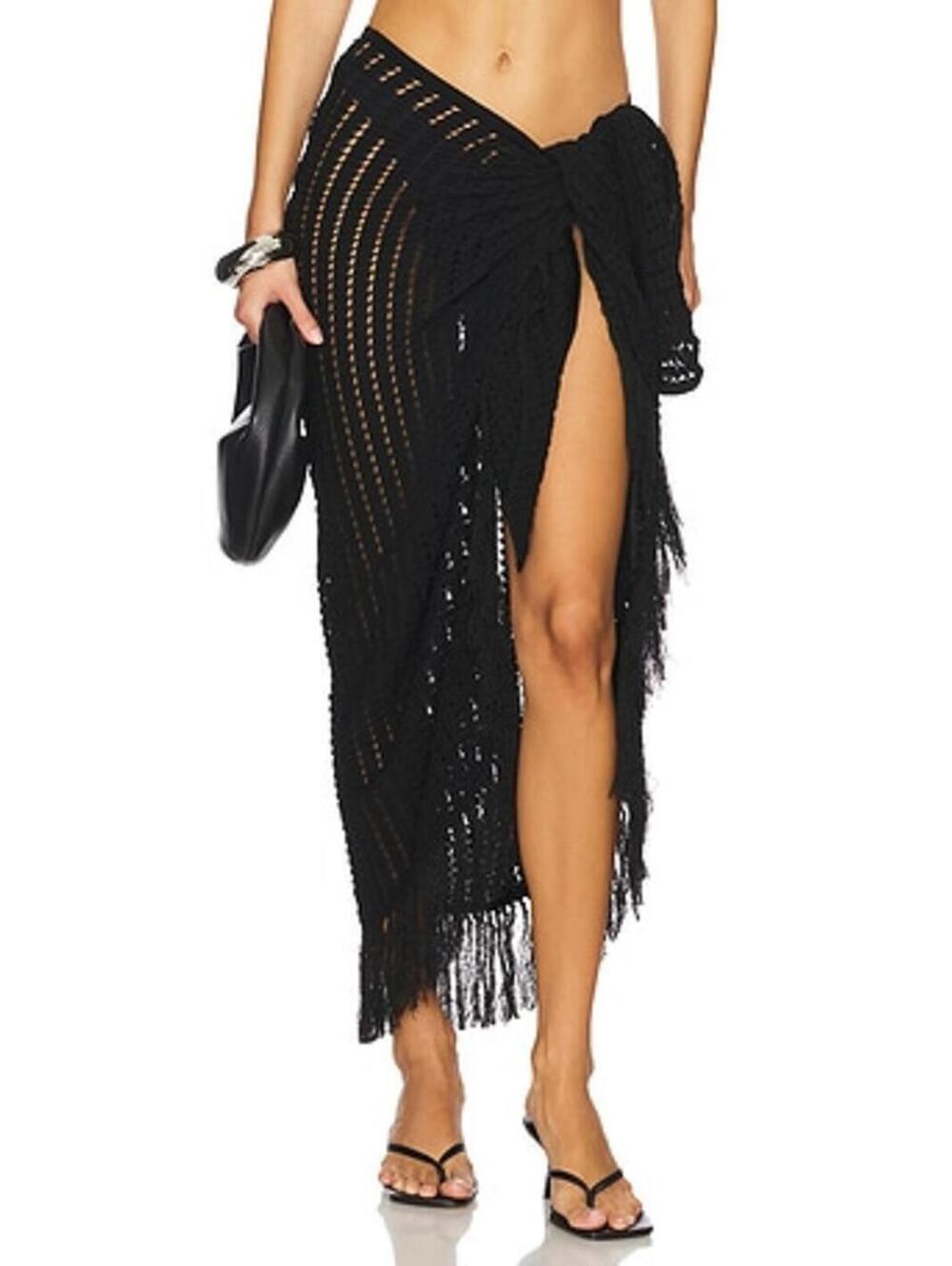 SIMKHAI Thyri Fringe Trim Parreo in Black